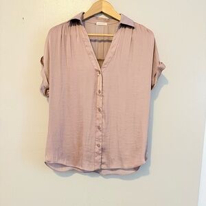 Women's Warm Taupe Button-Up Blouse